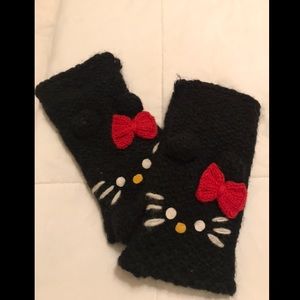 Fleece lined knit fingerless gloves